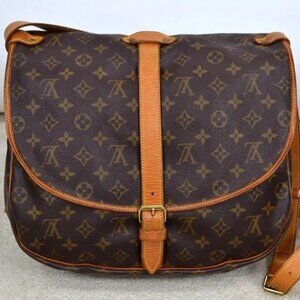 LOUIS VUITTON SAUMUR 35 MONOGRAM LEATHER SATCHEL SHOULDER BAG HANDBAG PURSE